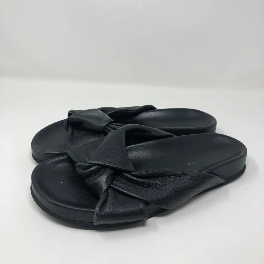 Jenni Kayne Leather Knot Sandal Womens 41 US 10.5 Black Chunky Romantic Boho